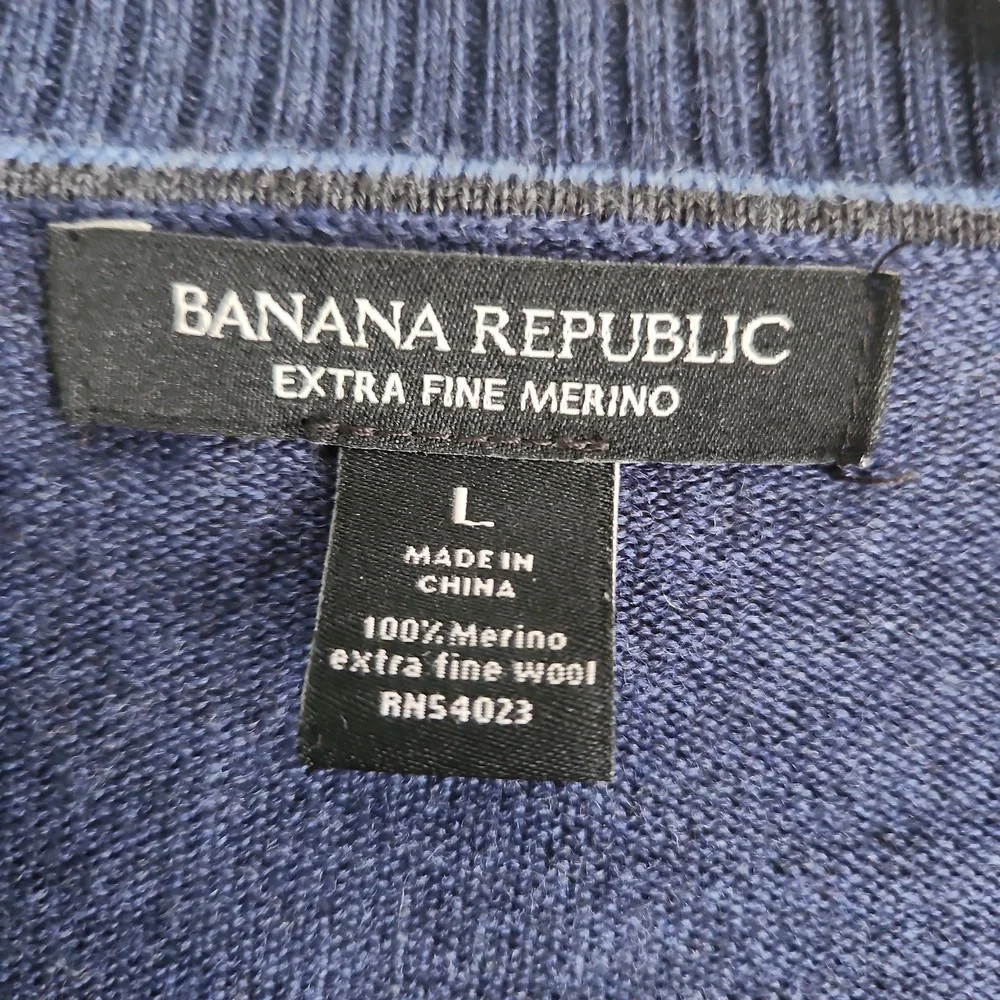 Banana Republic blue merino wool v-neck sweater